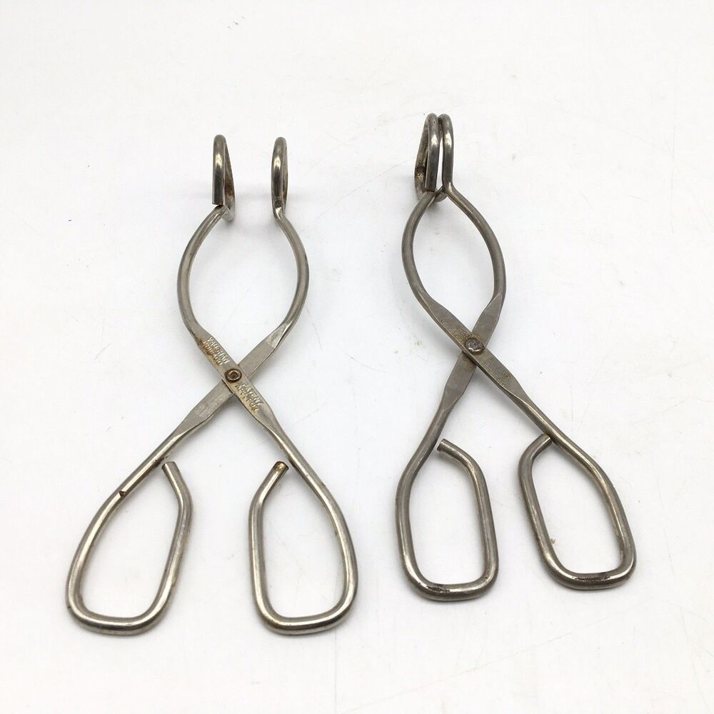 2 Vaughan Chicago Kitchen Tongs Stainless Steel Scissor Style Kitchen Tool VTG